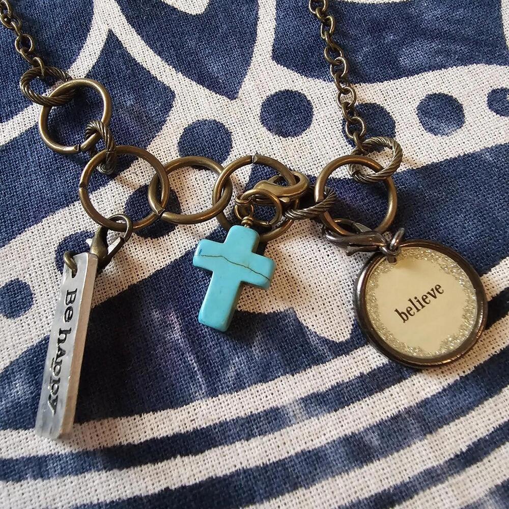 Natural Life Women's Blue and Gold Charm Necklace